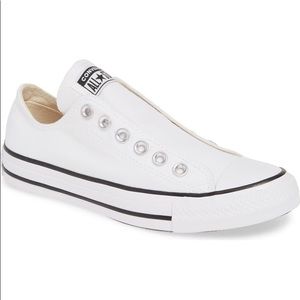 Laceless white converse